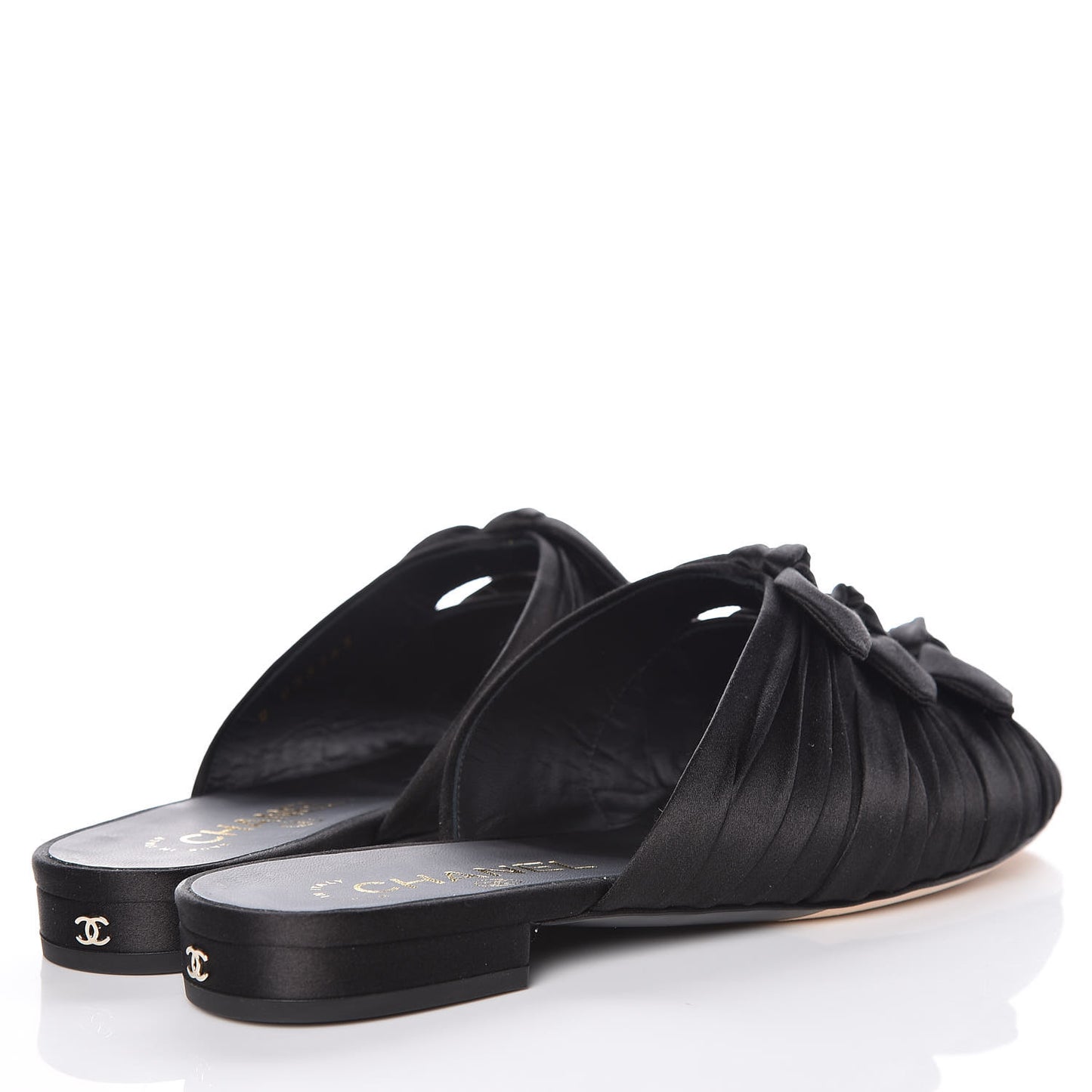 Satin Bow Mules 38 Black