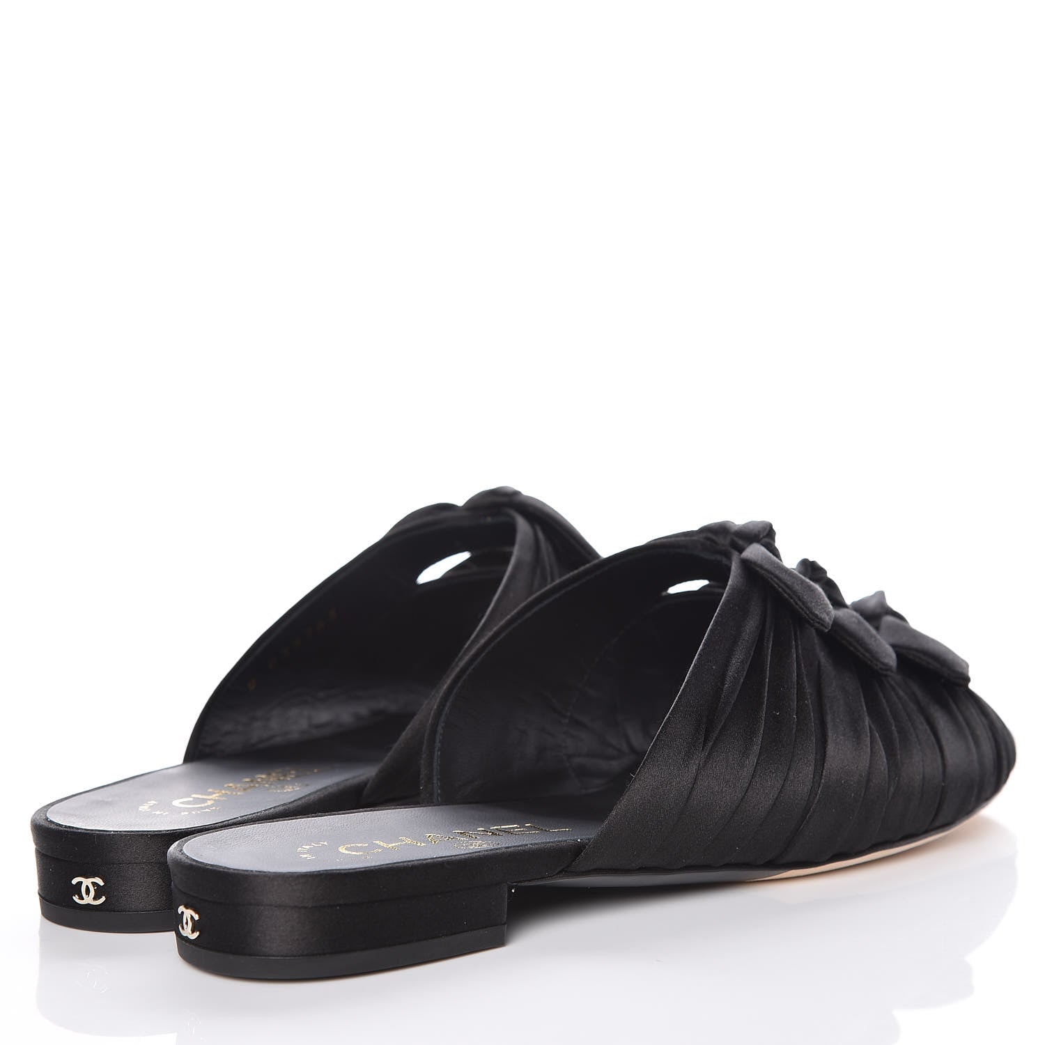 Chanel Satin Bow Mules 38 Black 4 of 10