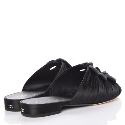 Chanel Satin Bow Mules 38 Black 4 of 10