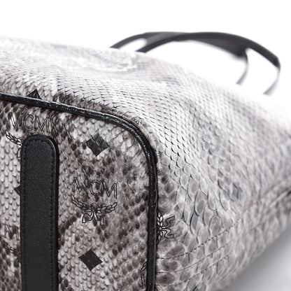 MCM Visetos Snakeskin Embossed Medium Shopper Tote Grey 11 of 13