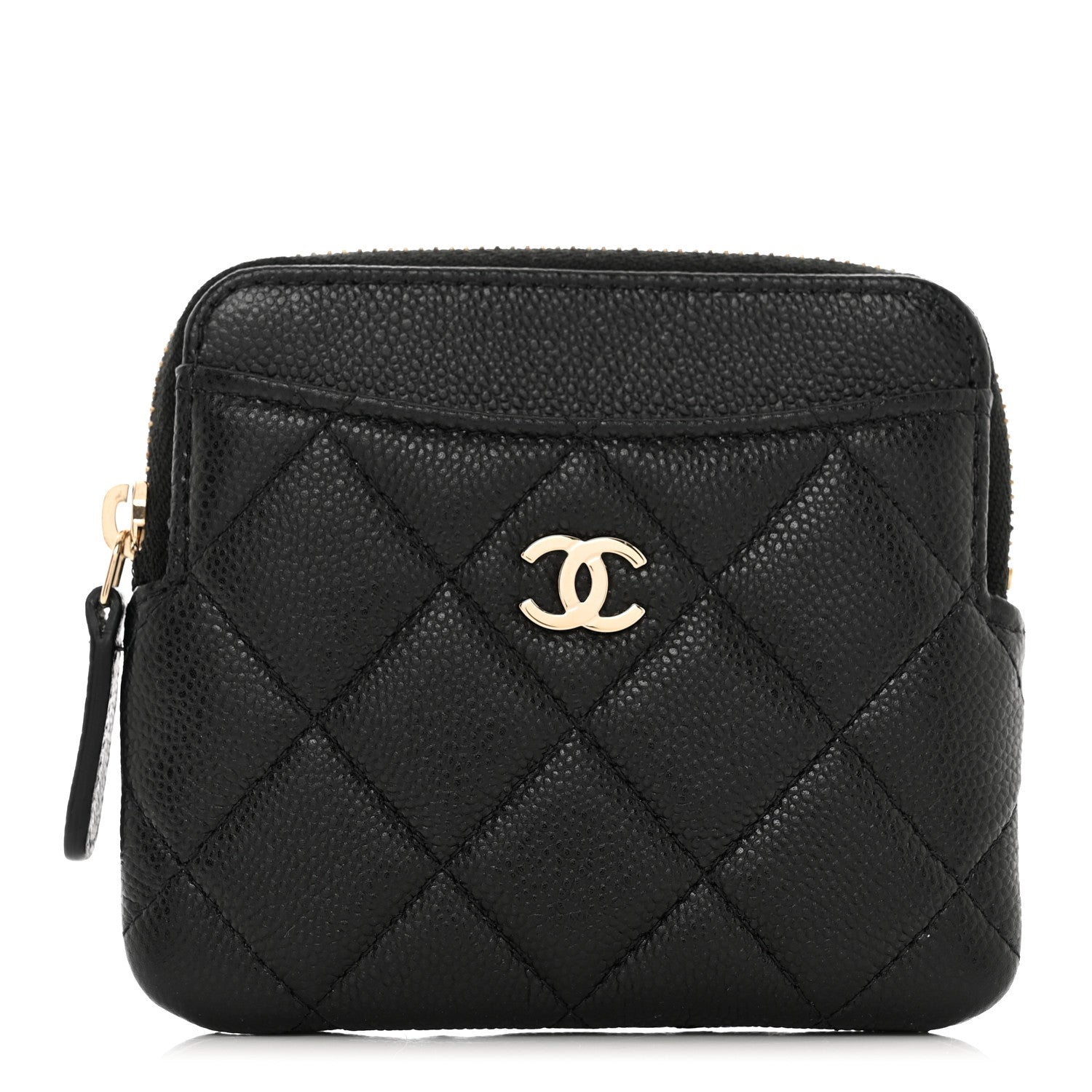 Chanel Caviar Quilted Zip Card Holder Wallet Black 1 of 7