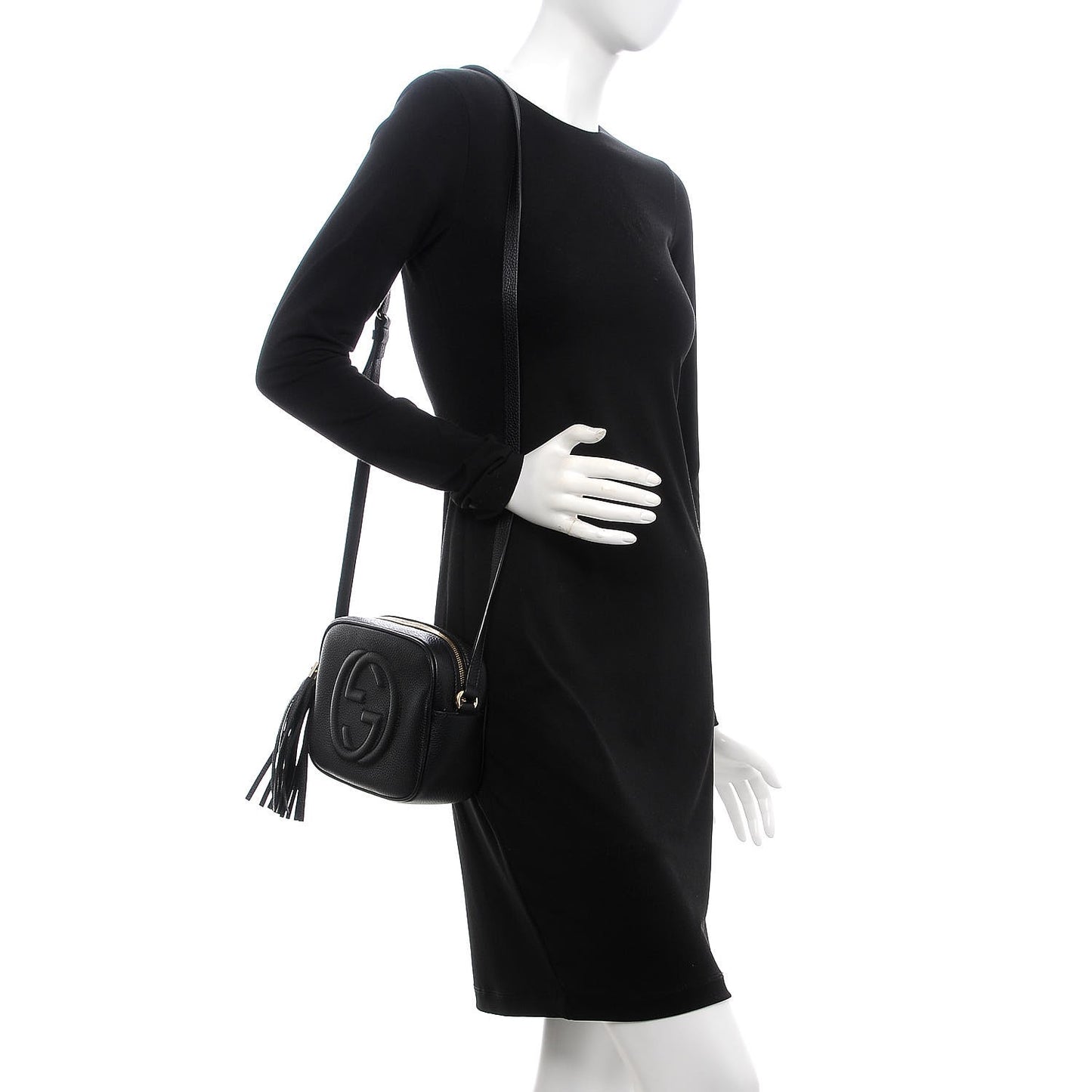 Pebbled Calfskin Small Soho Disco Bag Black
