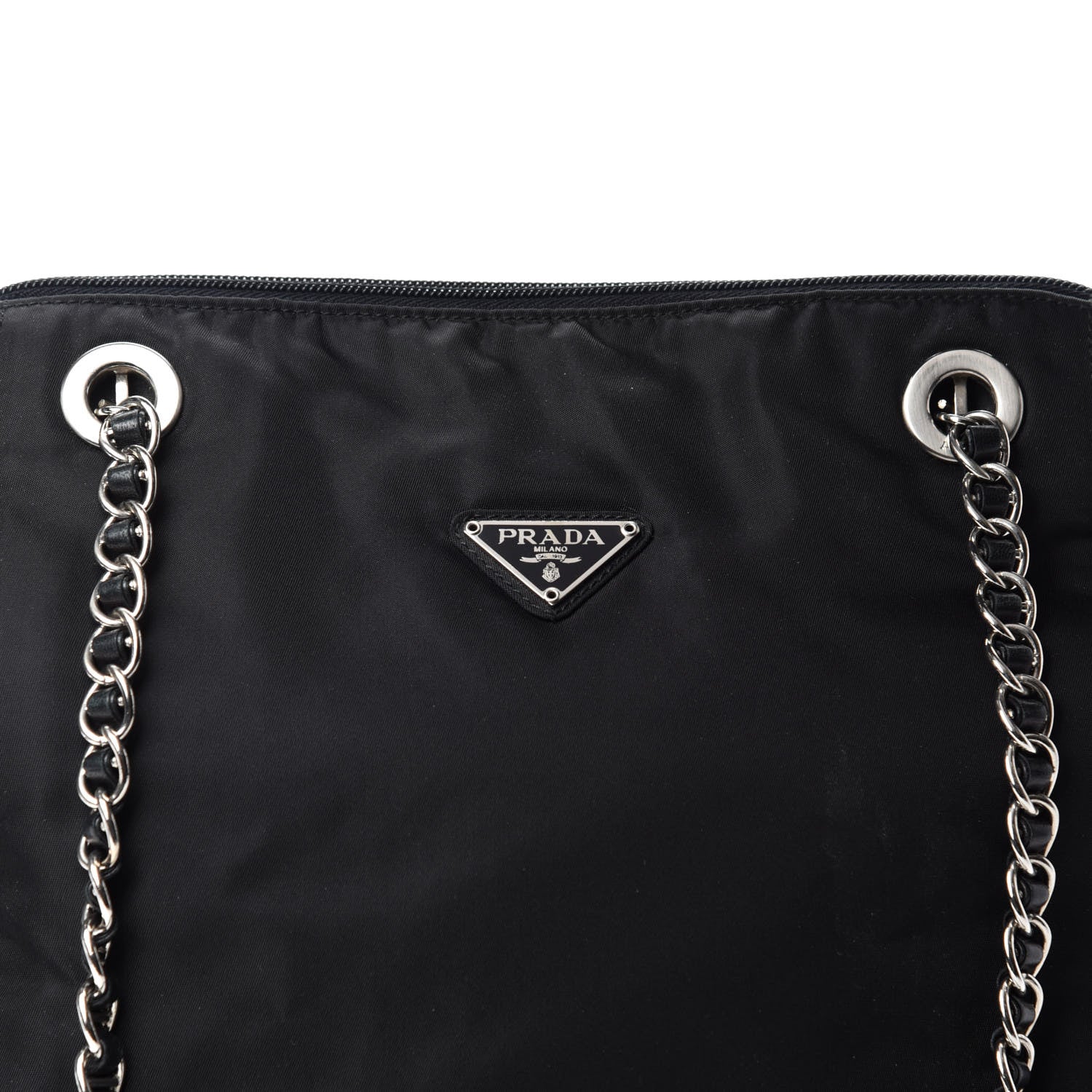 Prada Nylon Tessuto Chain Shoulder Bag Black 11 of 11