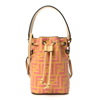 Fendi Vitello Liberty F is Fendi Bi-Color FF 1974 Embossed Mini Mon Tresor Bucket Bag Savana Lollypop 1 of 7
