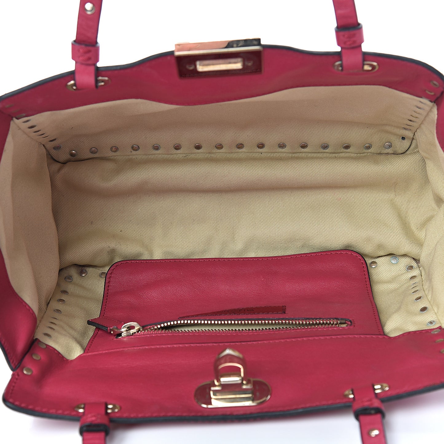 Vitello Small Rockstud Tote Cyclamin