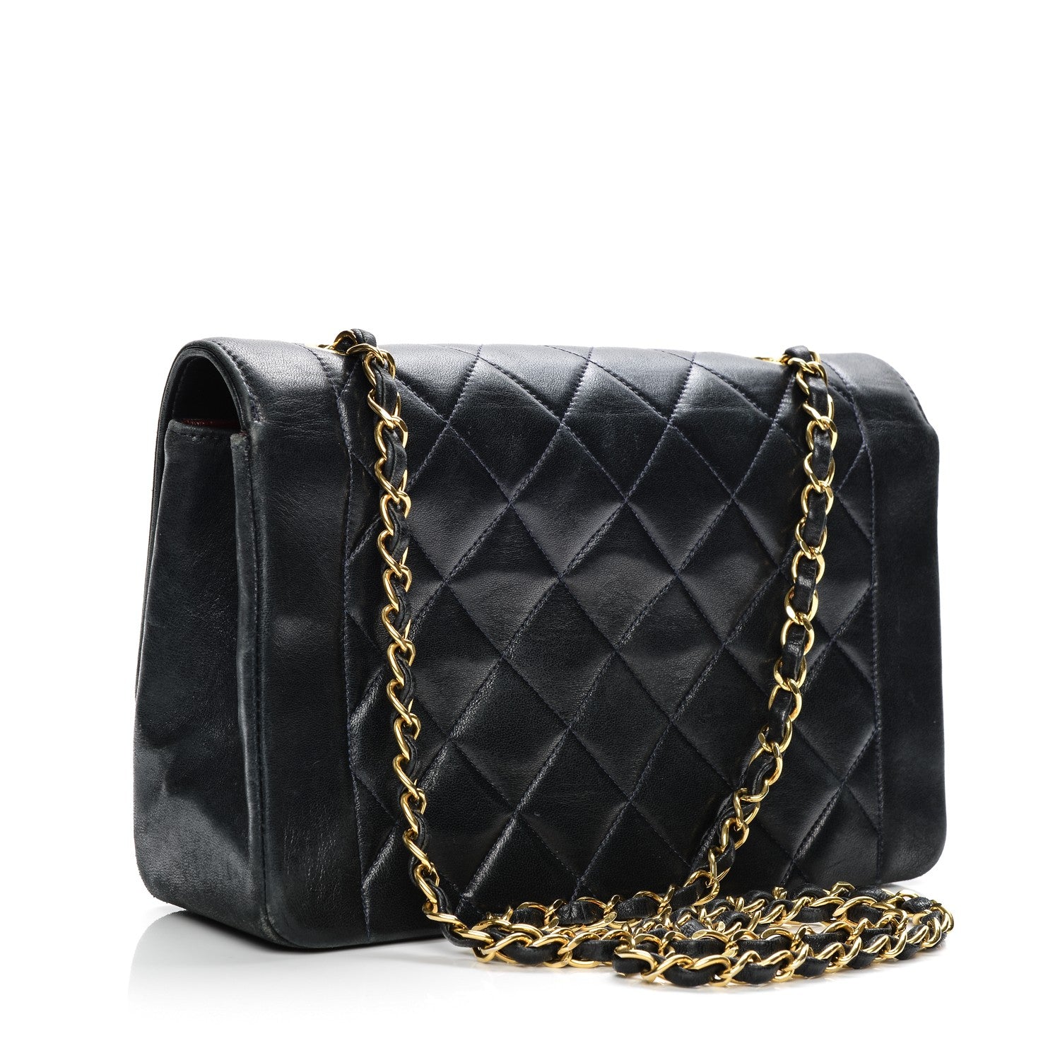 Chanel Lambskin Quilted Medium Single Flap Navy Blue 3 of 10