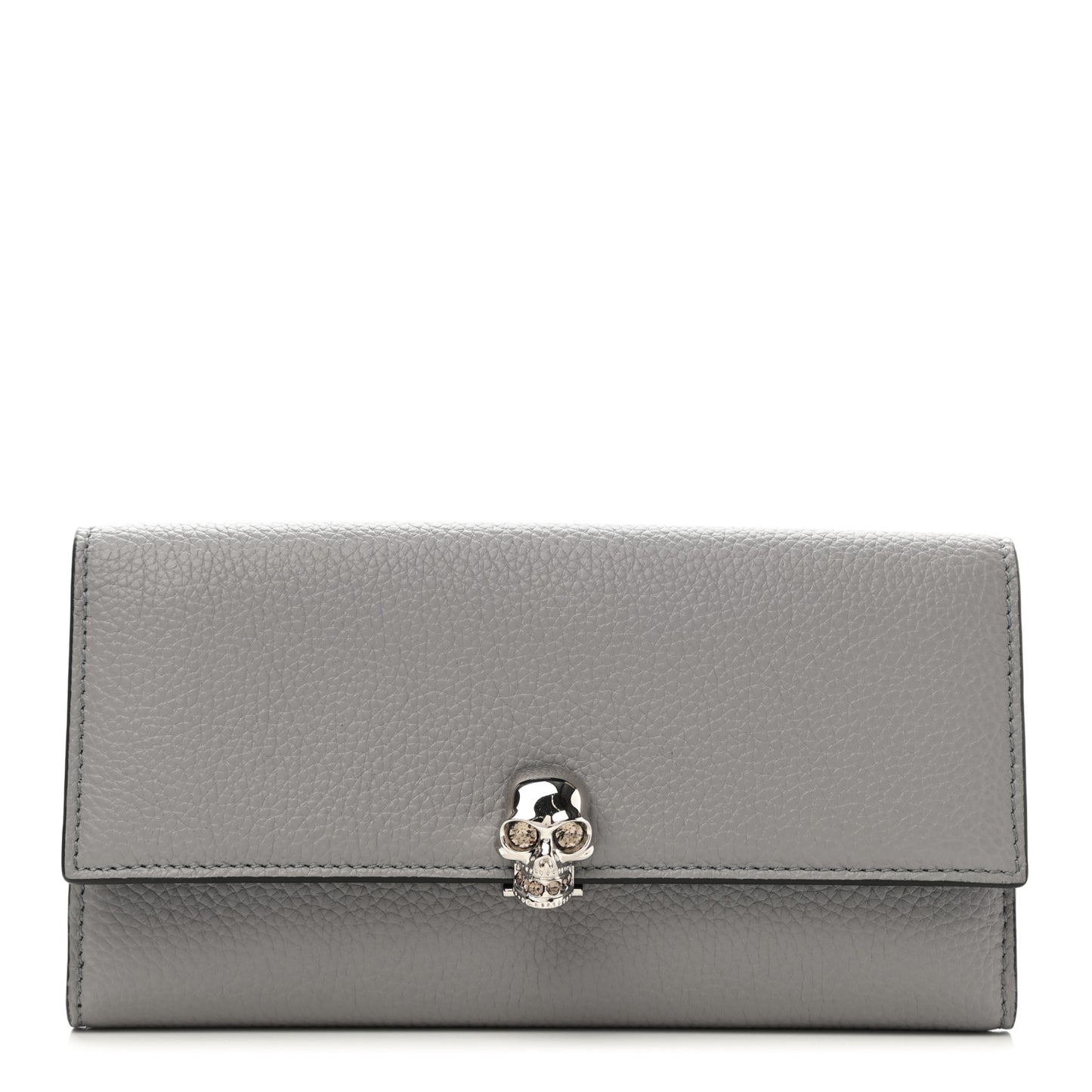 Calfskin Skull Continental Wallet Grey