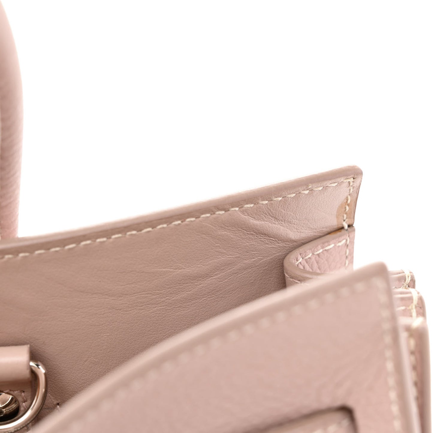 Grained Calfskin Topstich Baby Sac De Jour Antique Rose