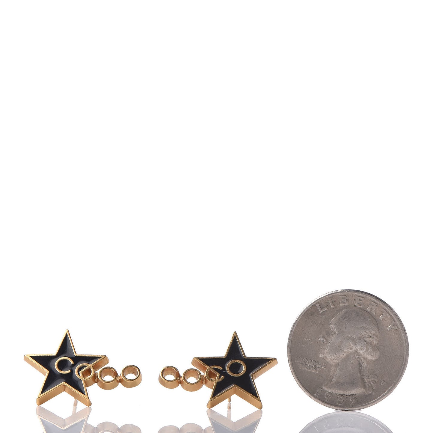 Enamel Coco Star Earrings Black Gold