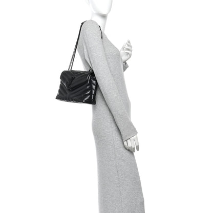 Saint Laurent Calfskin Y Quilted Monogram Monochrome Small Loulou Chain Satchel Black Black 2 of 11