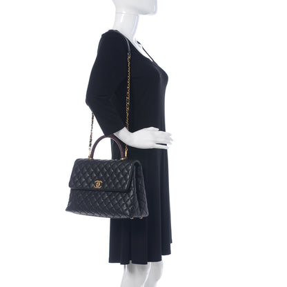 Chanel Caviar Lizard Quilted Medium Coco Handle Flap Black 3 of 11