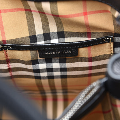 Burberry Derby Calfskin House Check Medium Banner Tote Black 6 of 10