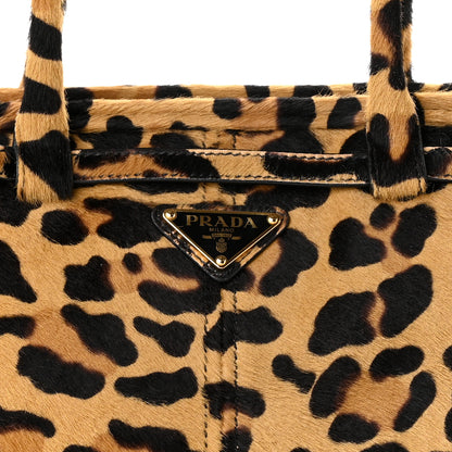 Prada Pony Hair Leopard Print Triangle Medium Bonnie Shoulder Bag Honey 8 of 11