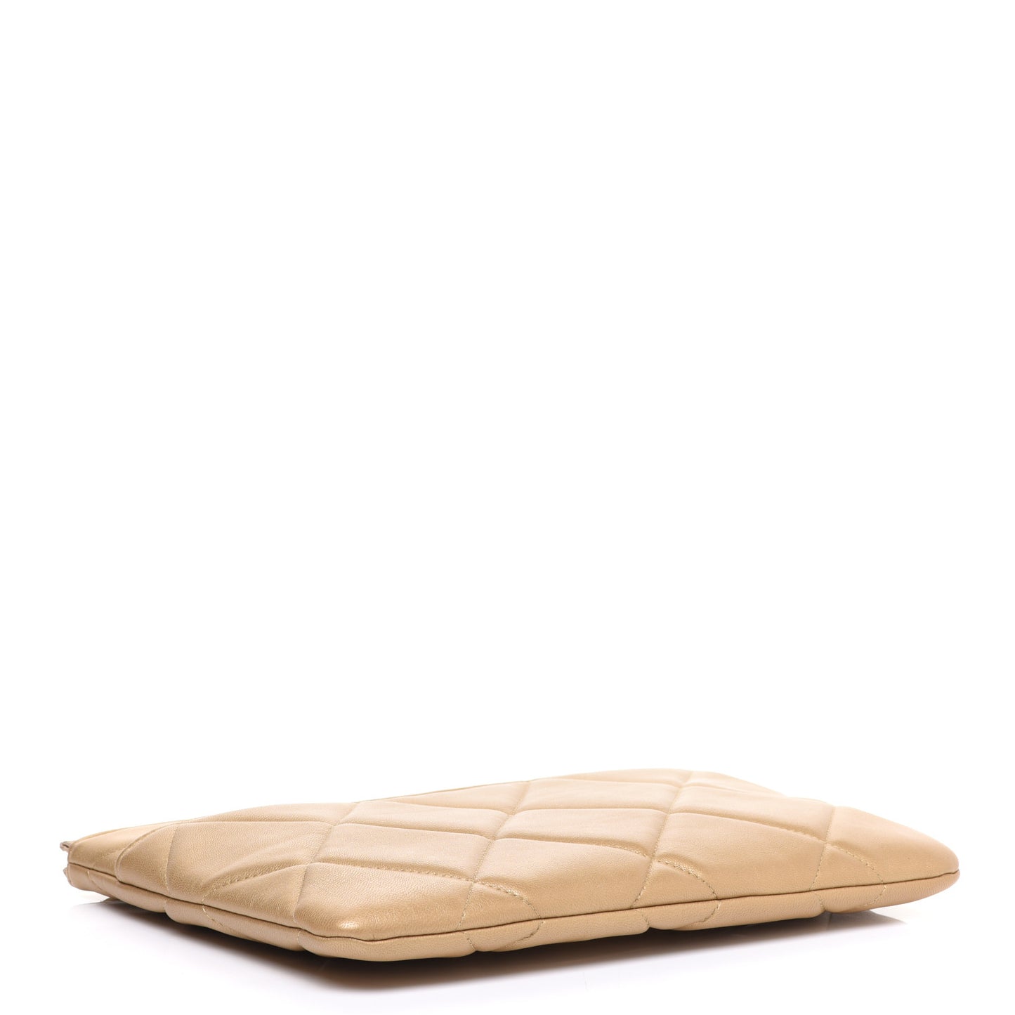 Metallic Lambskin Quilted Chanel 19 Pouch Gold