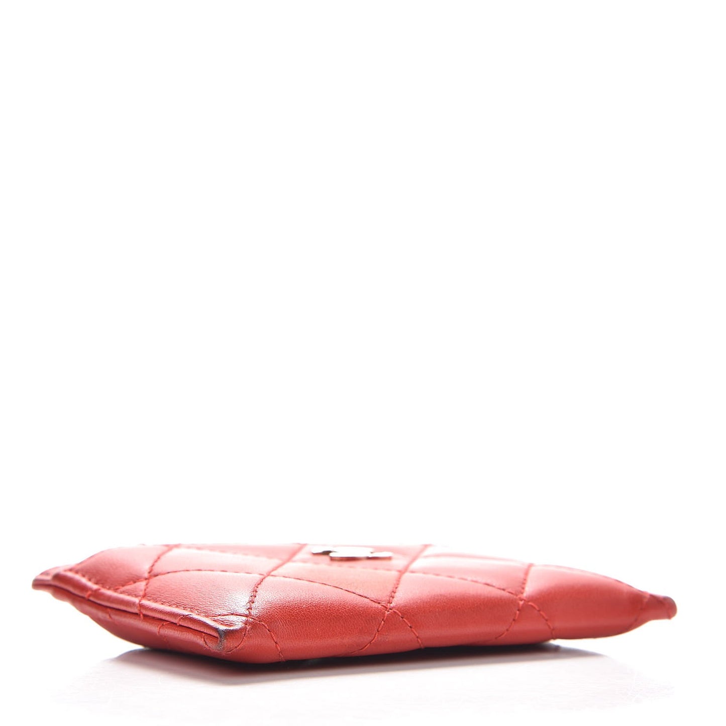 Lambskin Quilted Card Holder Red