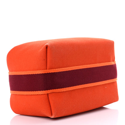 Hermes Canvas Small Bride-A-Brac Pouch Orange Burgundy 5 of 12