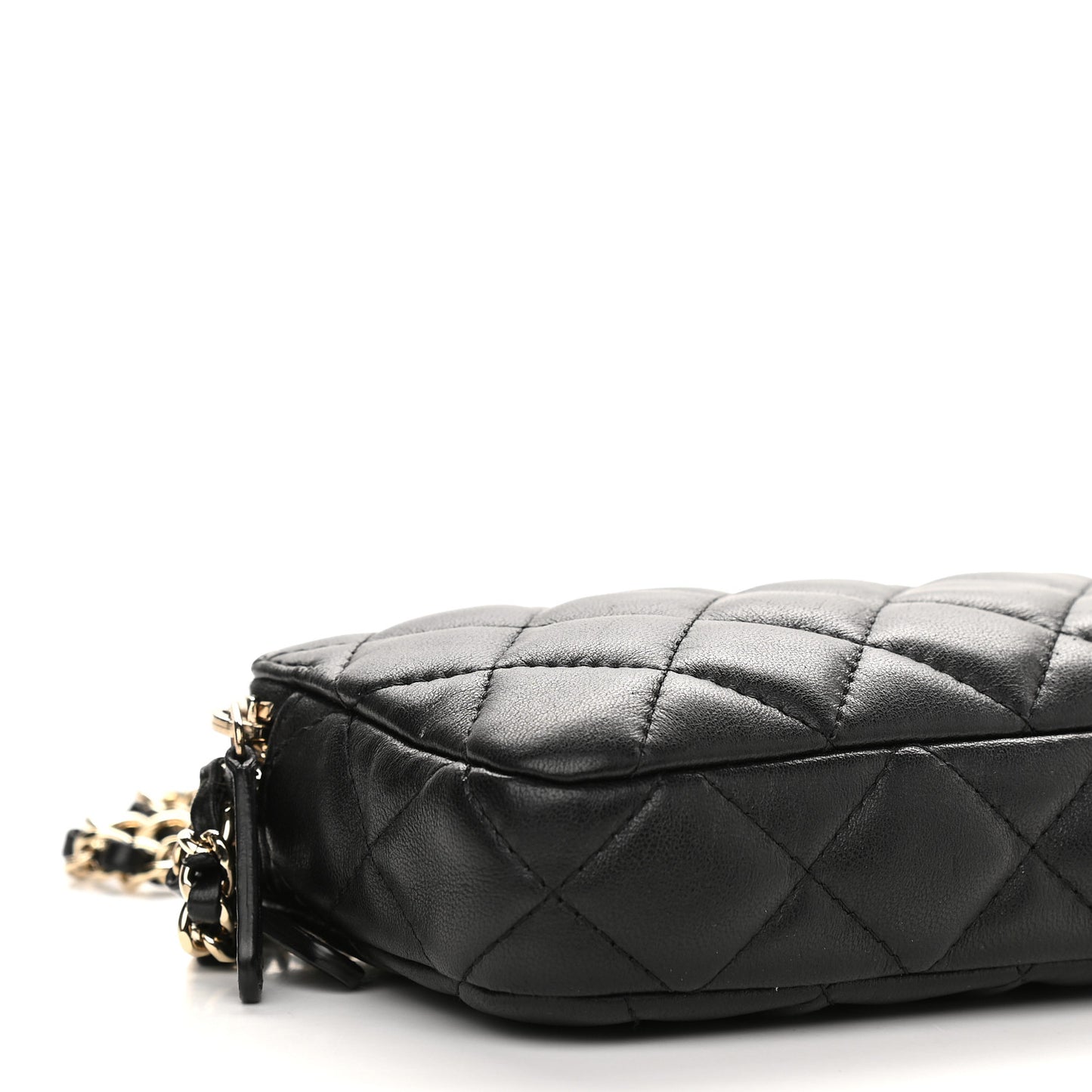 Lambskin Quilted Small Clutch With Chain Black