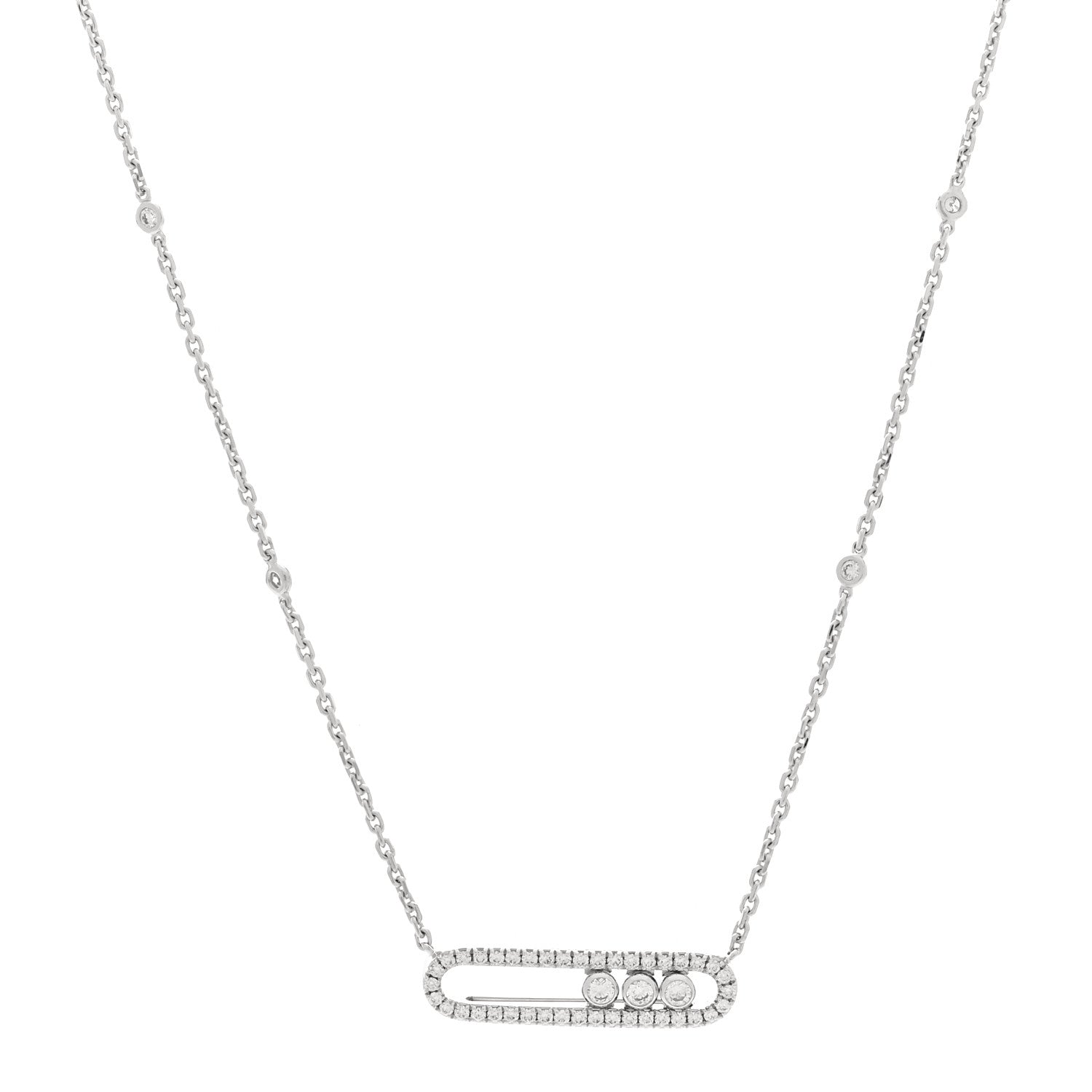 Messika 18K White Gold Diamond Baby Move Pave Necklace 1 of 5