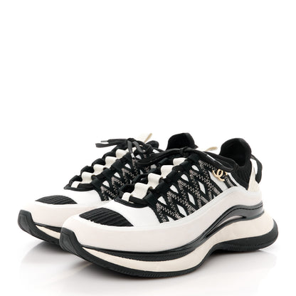Chanel Fabric Suede Calfskin Sneakers 37 White Black 3 of 9