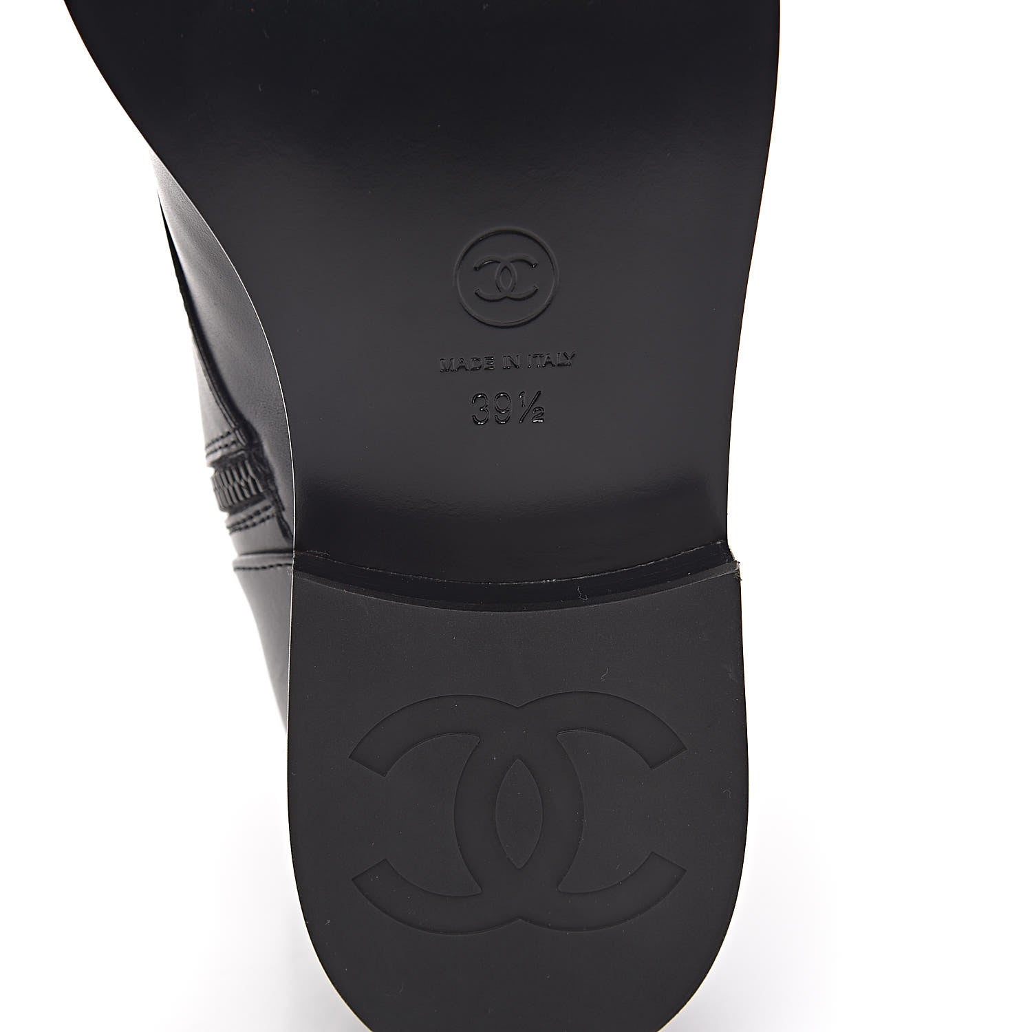 Chanel Calfskin CC Combat Boots 39.5 Black 6 of 9