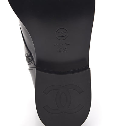 Chanel Calfskin CC Combat Boots 39.5 Black 6 of 9