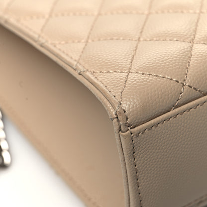 Saint Laurent Grain De Poudre Large Tri-Quilt Monogram Satchel Dark Beige 10 of 11