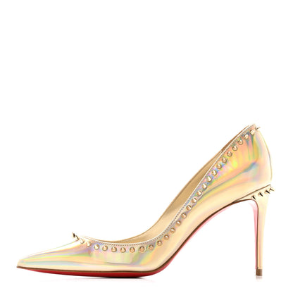 Christian Louboutin Metallic Patent Psychic Anjalina 85 Pumps 36 Platine 1 of 10
