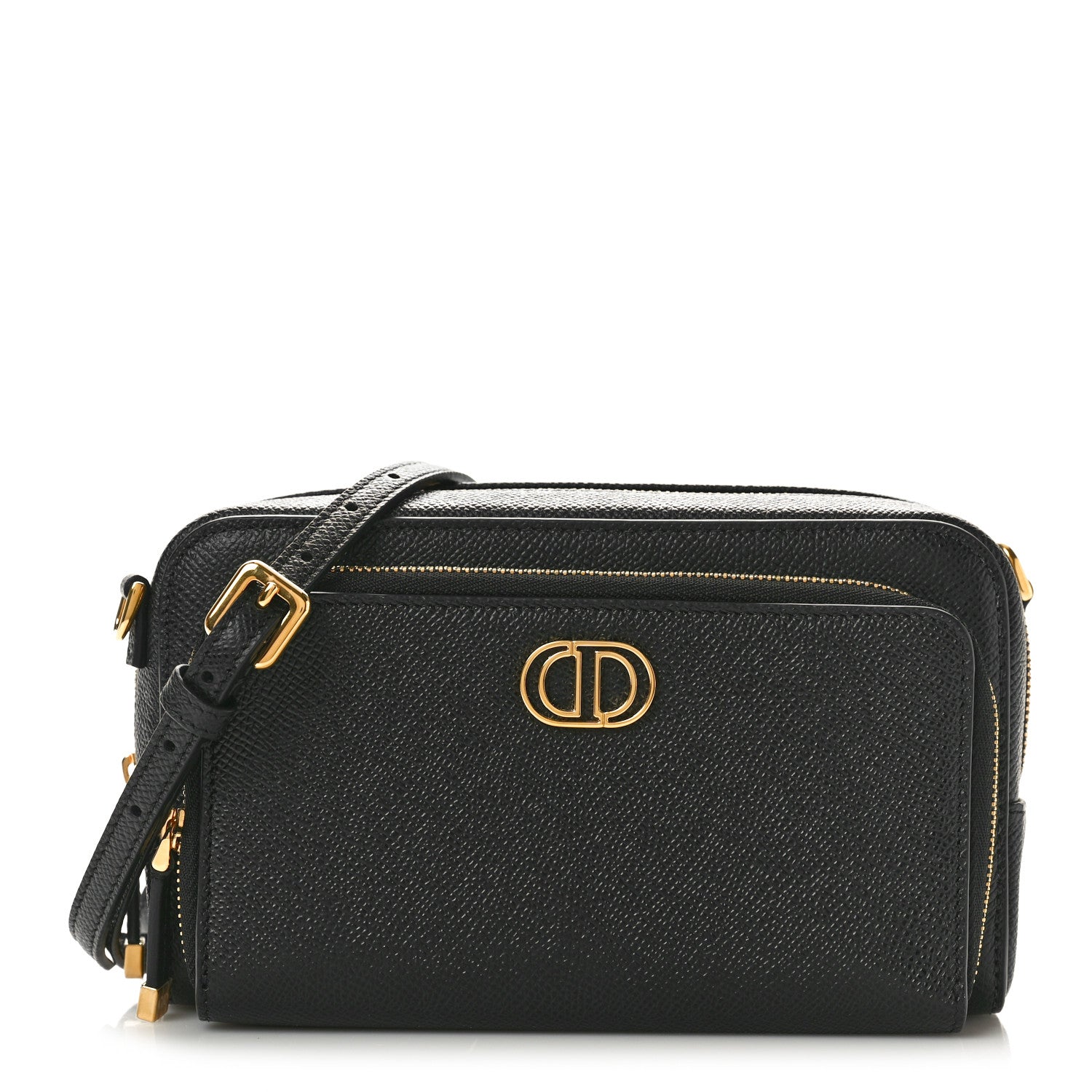 Christian Dior Grained Calfskin Caro Double Pouch Black 1 of 11