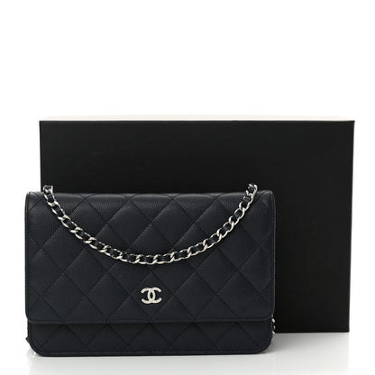 Chanel Caviar Quilted Wallet on Chain WOC Navy Blue 14 of 14
