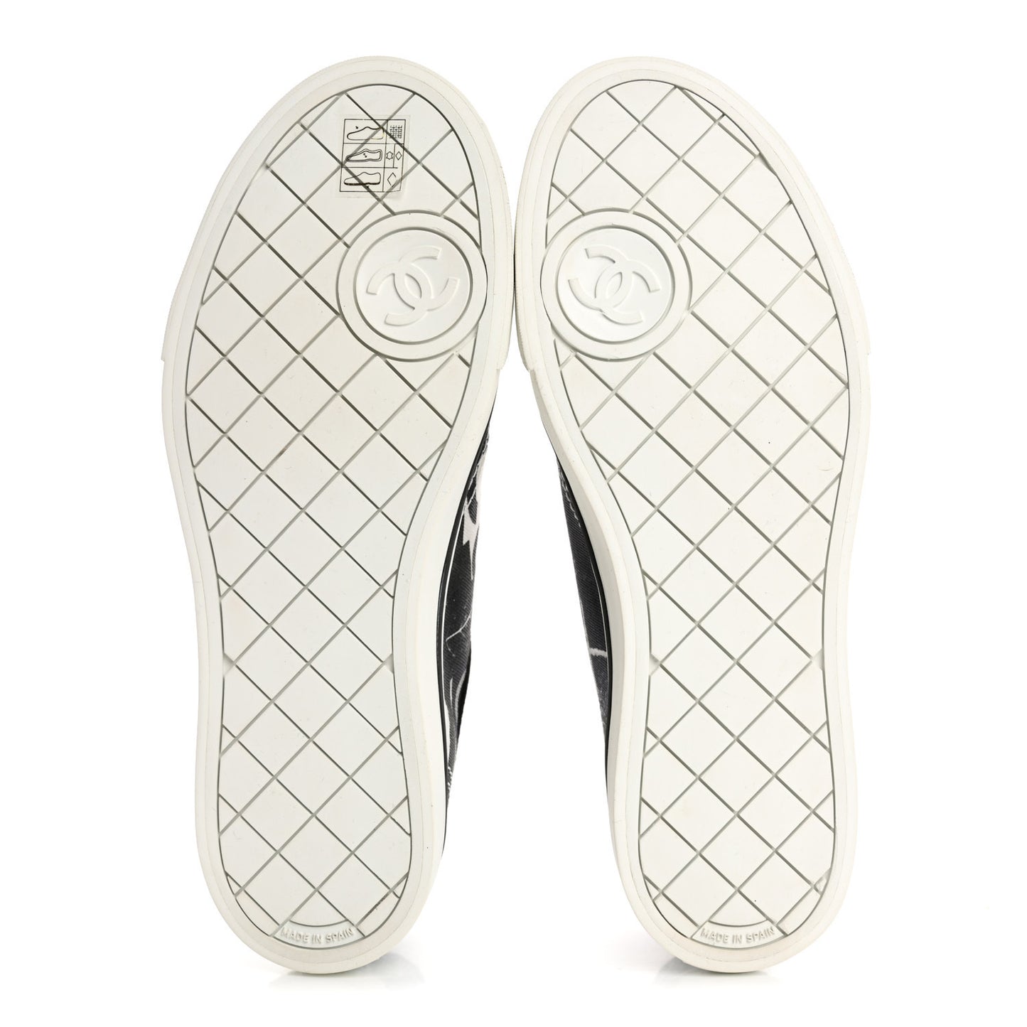 Printed Fabric Low Top Logo Sneakers 38.5 White Black