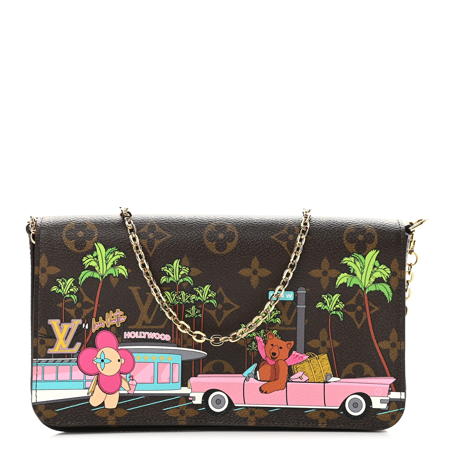 Louis Vuitton Monogram 2021 Christmas Animation Hollywood Pochette Felicie Chain Wallet Fuchsia 1 of 9
