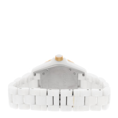 Chanel Stainless Steel 18K Beige Gold Ceramic Diamond 33mm J12 Quartz Watch White 3 of 4