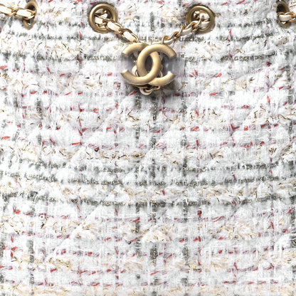 Chanel Tweed Quilted Small Chanel 25 Handbag Ecru Khaki Gold Red 8 of 10
