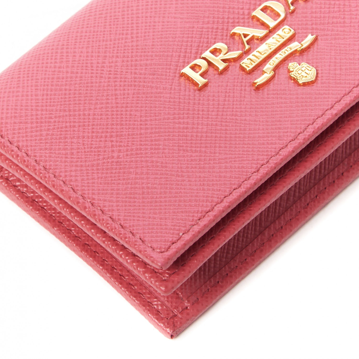 Prada Saffiano Metal Bi-Fold Card Holder Wallet Peonia 5 of 8