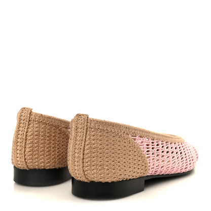 Chanel Raffia Cap Toe Ballerina Flats 36.5 Pink Beige 5 of 10