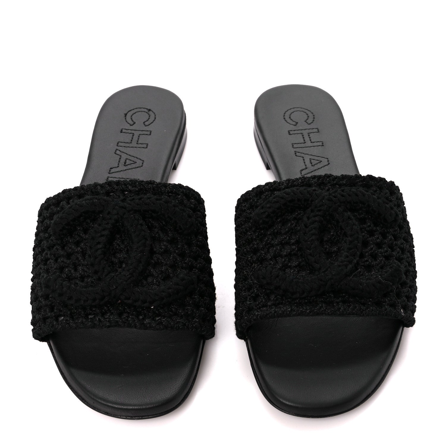 Chanel Crochet CC Mules Sandals 37 Black 3 of 9
