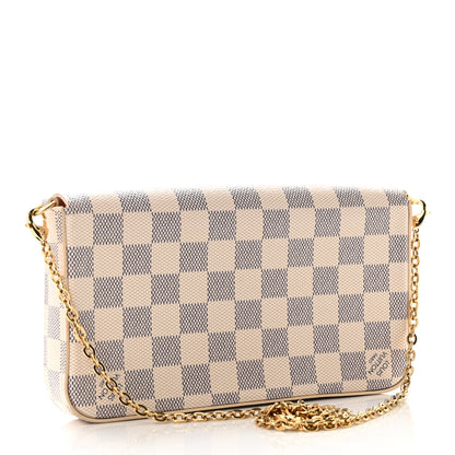 Louis Vuitton Damier Azur Pochette Felicie Chain Wallet Rose Ballerine 5 of 11