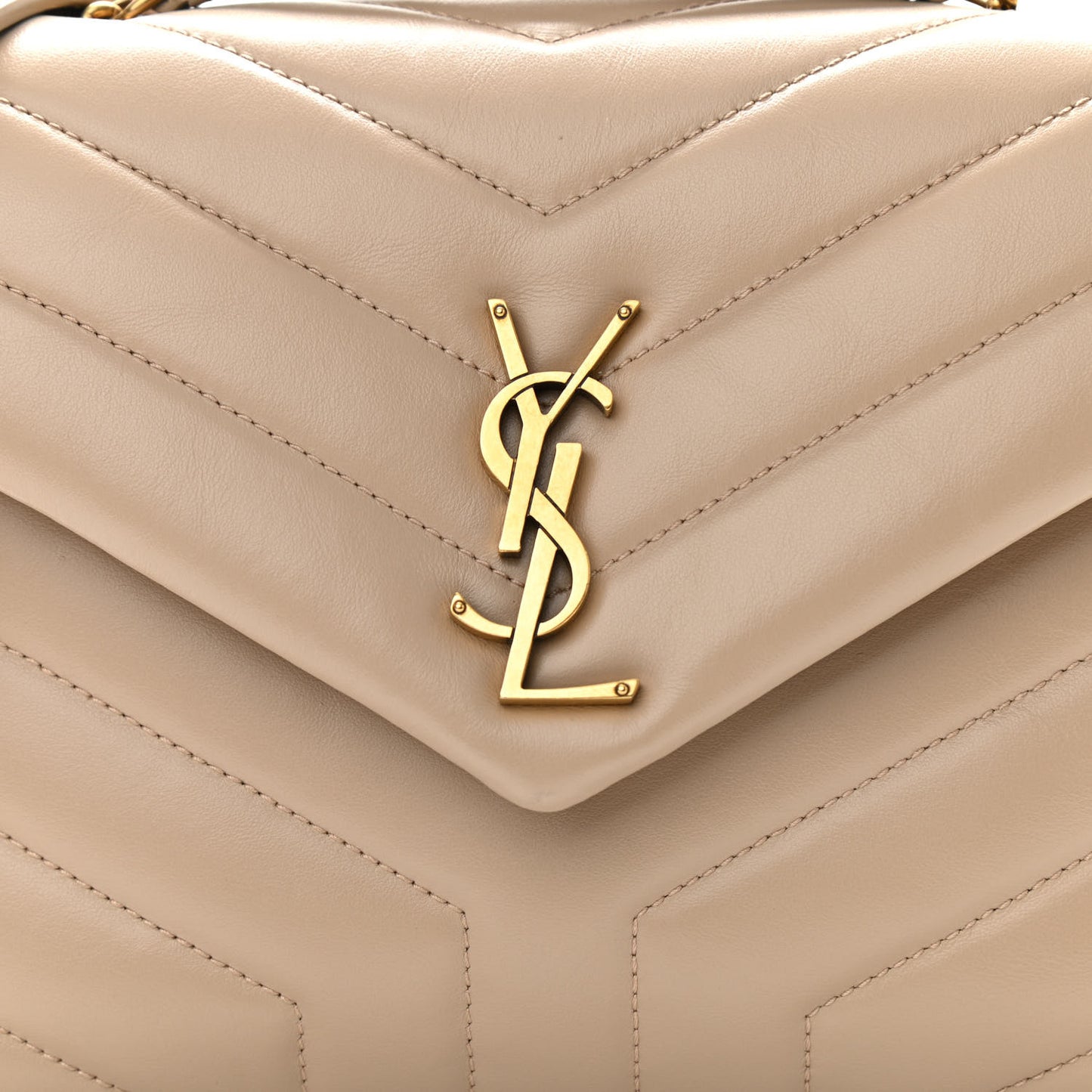 Calfskin Y Quilted Monogram Small Loulou Chain Satchel Dark Beige
