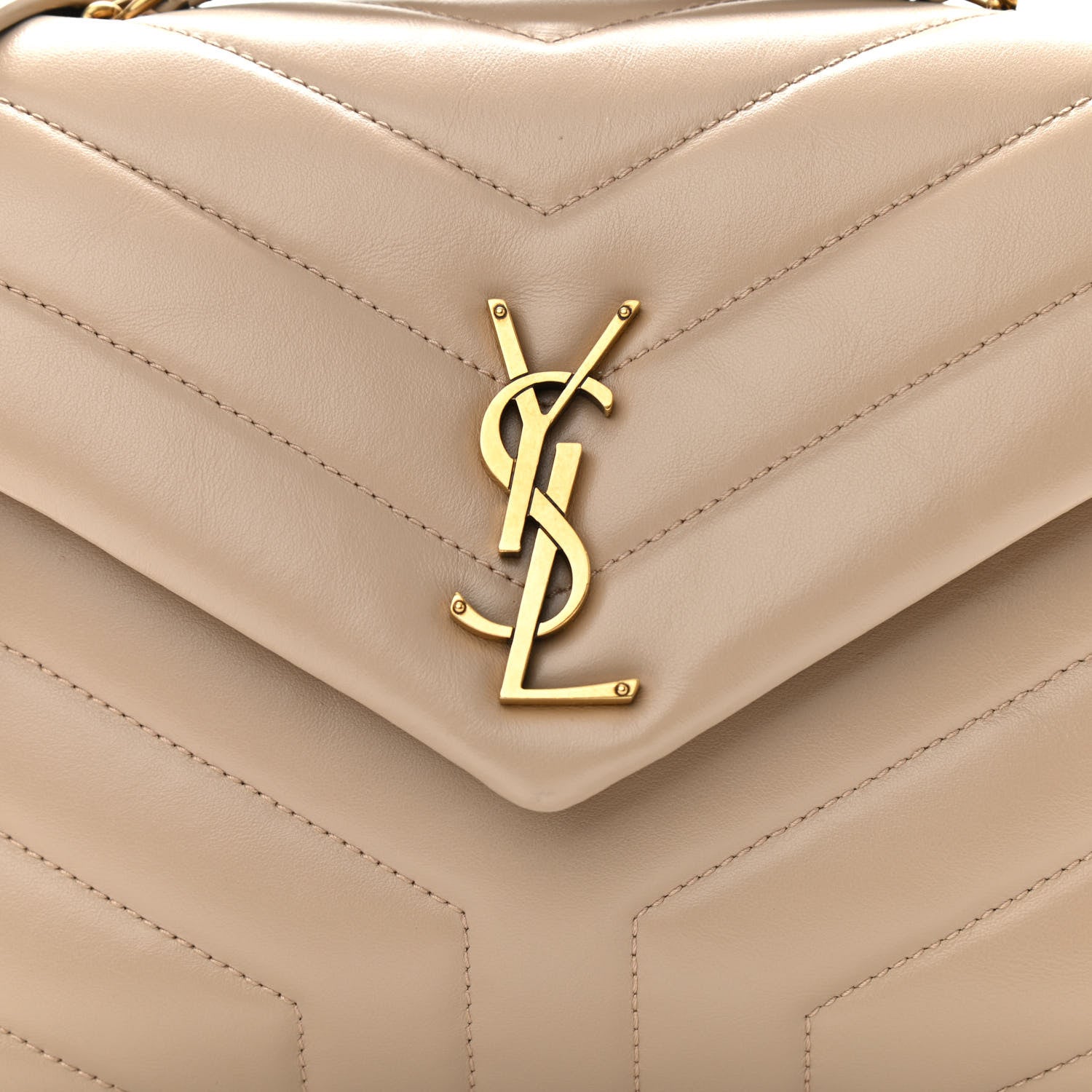 Saint Laurent Calfskin Y Quilted Monogram Small Loulou Chain Satchel Dark Beige 10 of 13