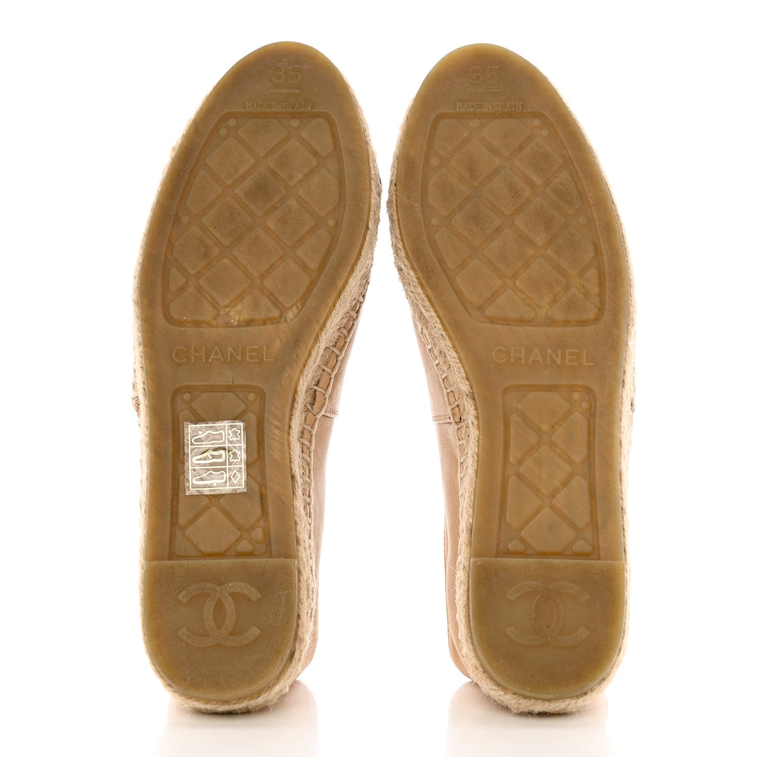 Chanel Lambskin CC Espadrilles 35 Beige Black 5 of 11
