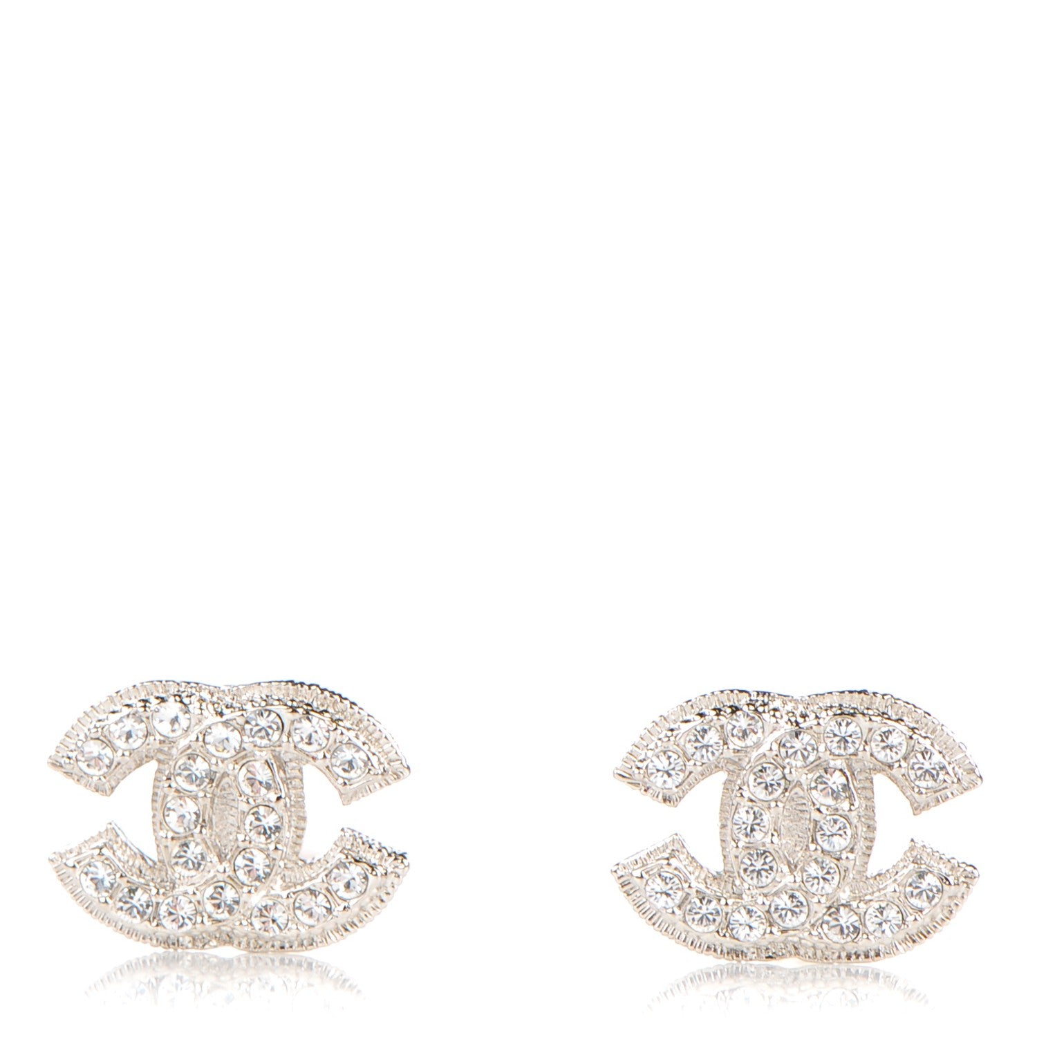 Chanel Crystal CC Clip On Earrings Silver 1 of 5