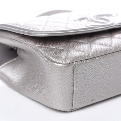 Chanel Metallic Caviar Quilted Small CC Filigree Flap Silver 8 of 14