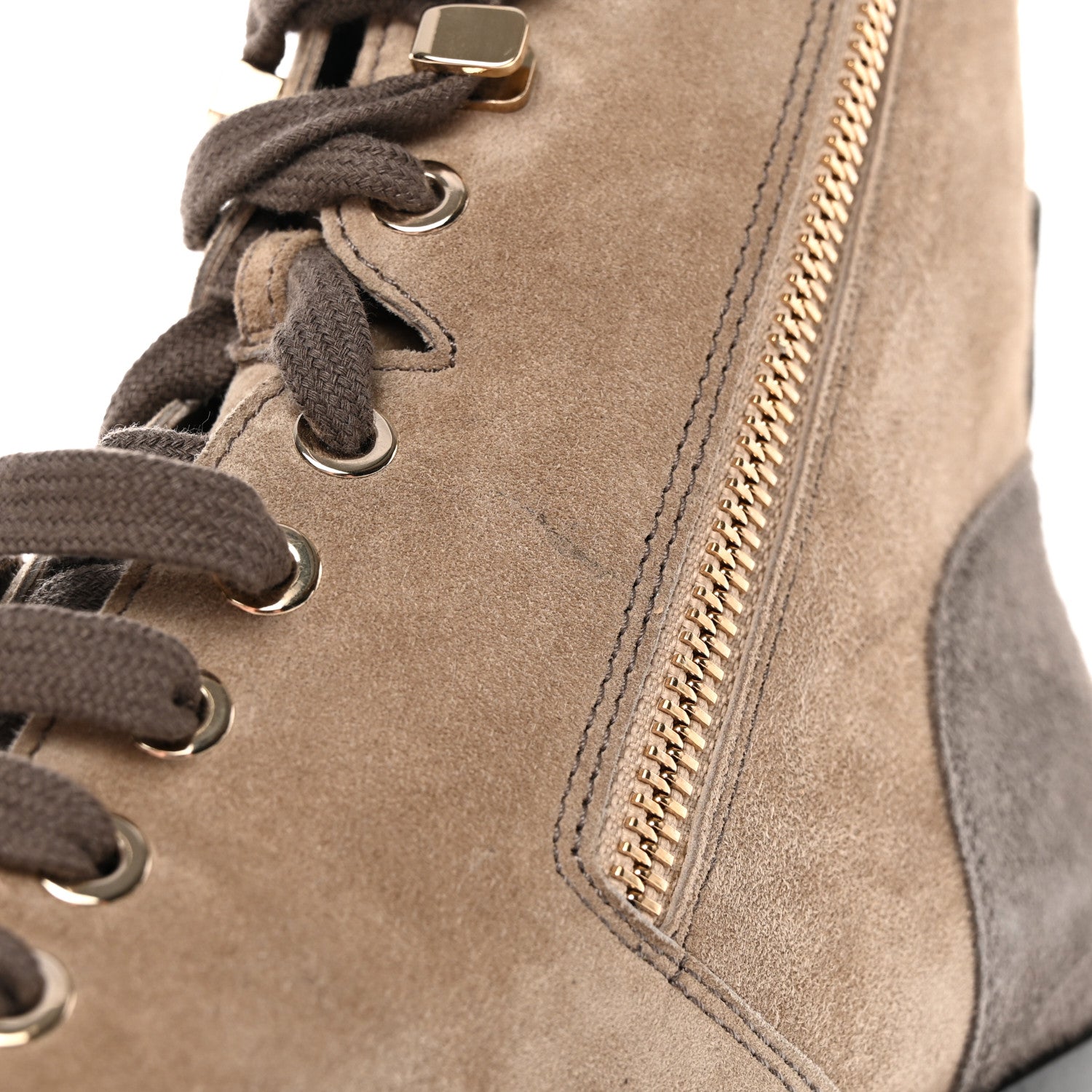 Chanel Suede Calfskin CC Lace Up Short Boots 40 Light Beige 12 of 14