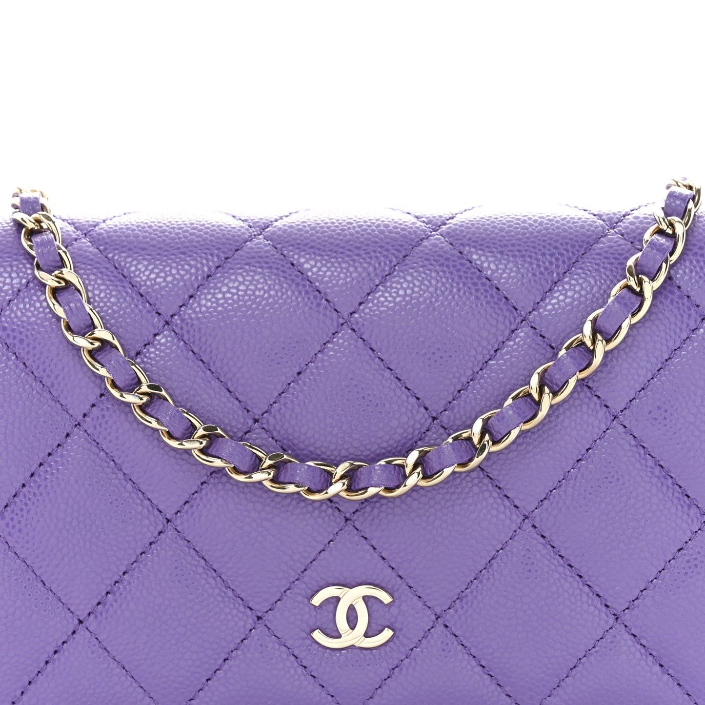 Caviar Quilted Wallet On Chain WOC Purple