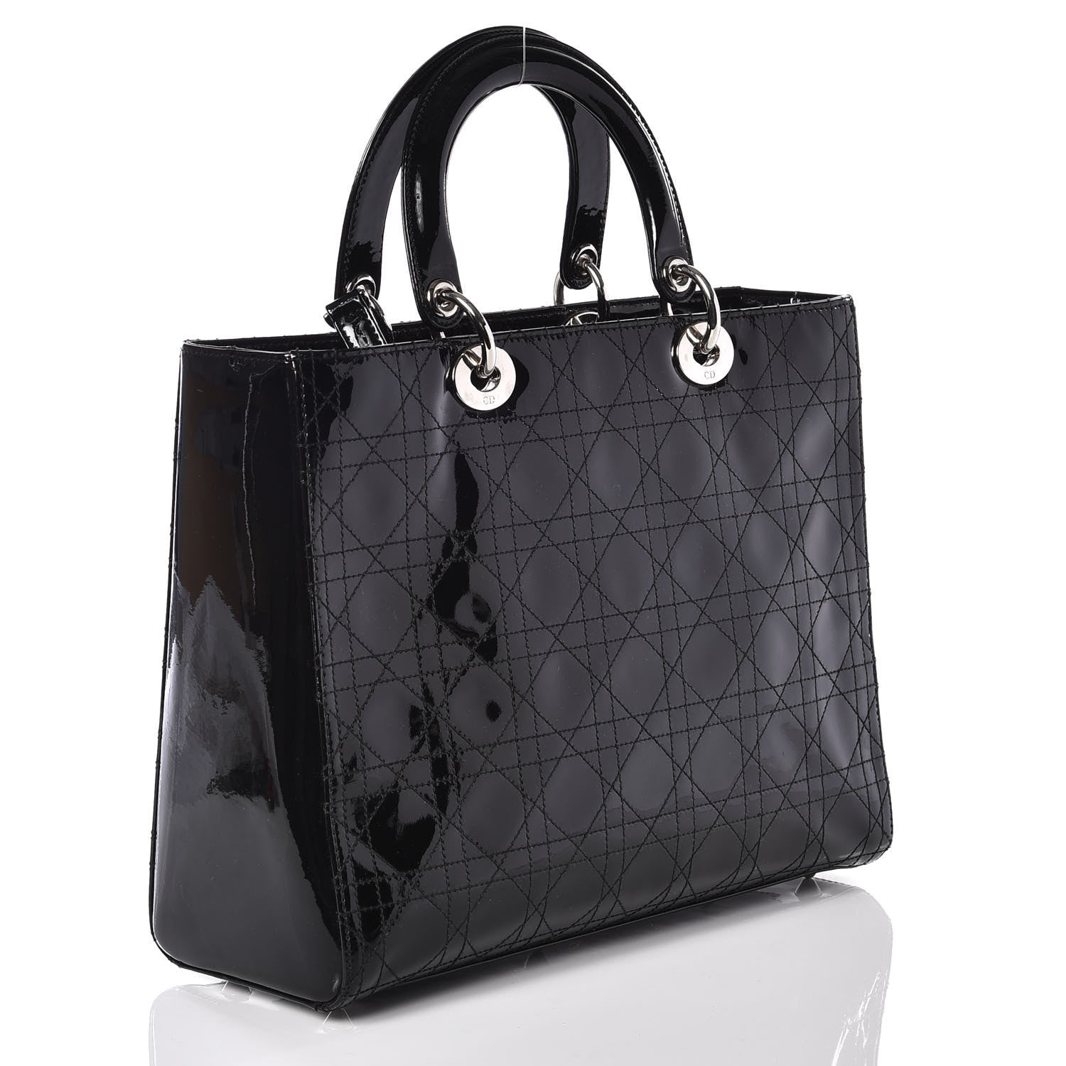 Christian Dior Patent Cannage Stitched Large Lady Dior Black 2 of 9