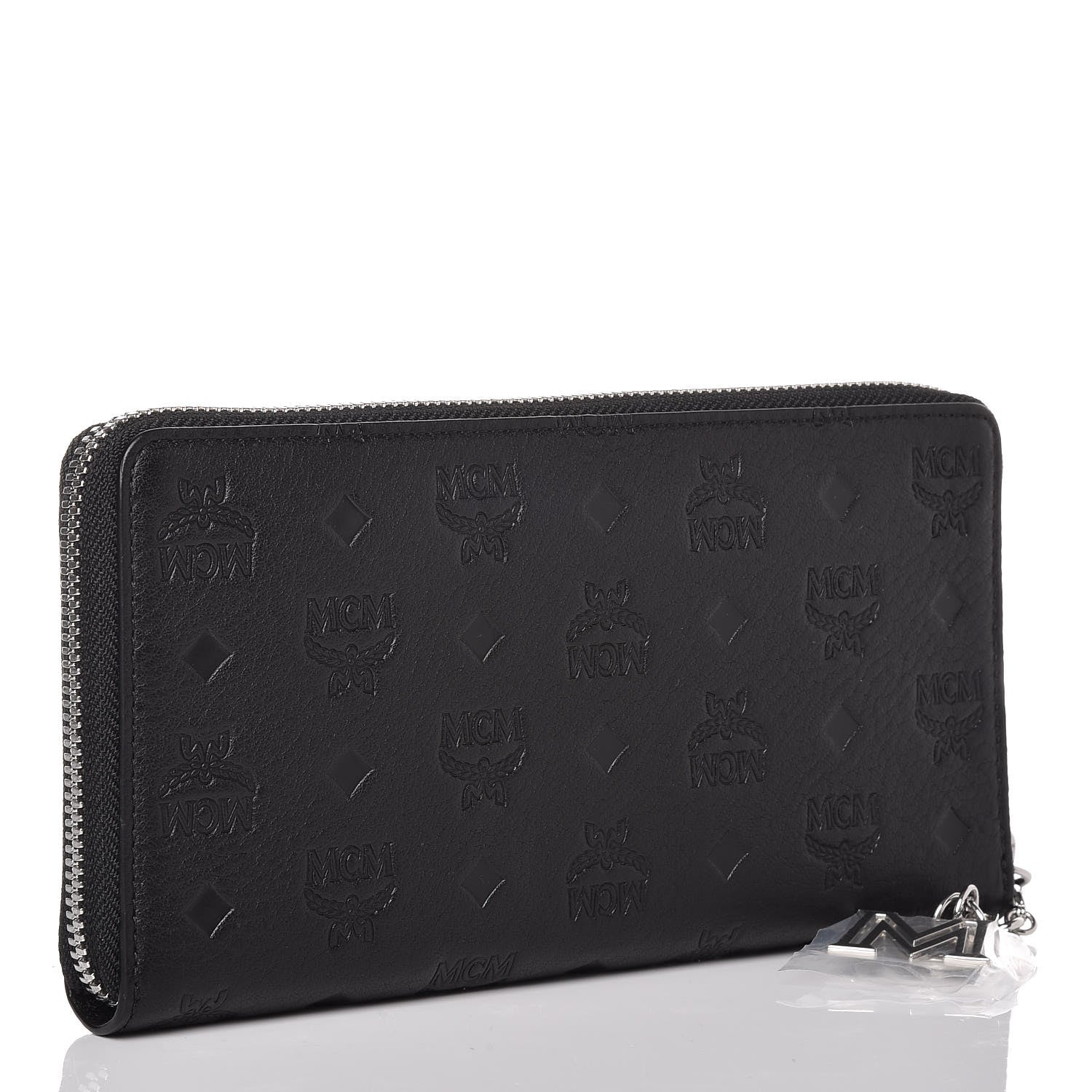 MCM Calfskin Ottomar Monogram Klara Zip Wallet Black 3 of 8