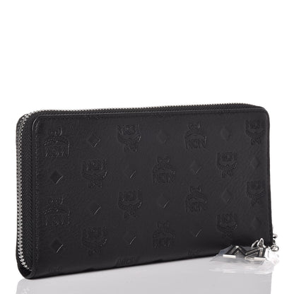 MCM Calfskin Ottomar Monogram Klara Zip Wallet Black 3 of 8
