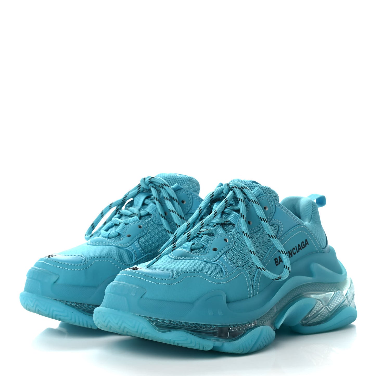 Fabric Mesh Clear Sole Womens Triple S Sneakers 36 Turquoise