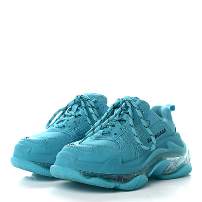 Balenciaga Fabric Mesh Clear Sole Womens Triple S Sneakers 36 Turquoise 3 of 9