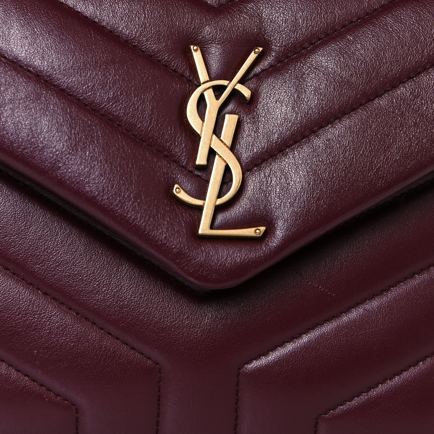 Saint Laurent Calfskin Y Quilted Monogram Small Loulou Chain Satchel Dark Legion Red 7 of 16